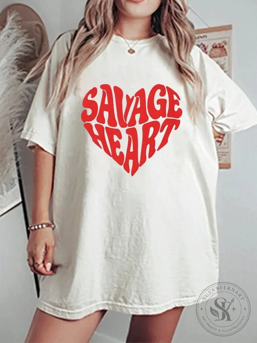 Savage Heart Vintage Style Graphic Oversized T-Shirt