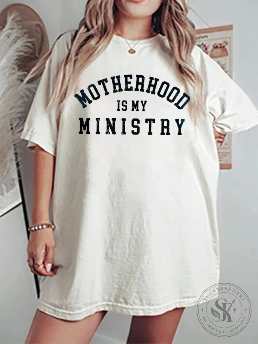 Motherhood Is My Ministry Oversized Graphic T-Shirt for Women