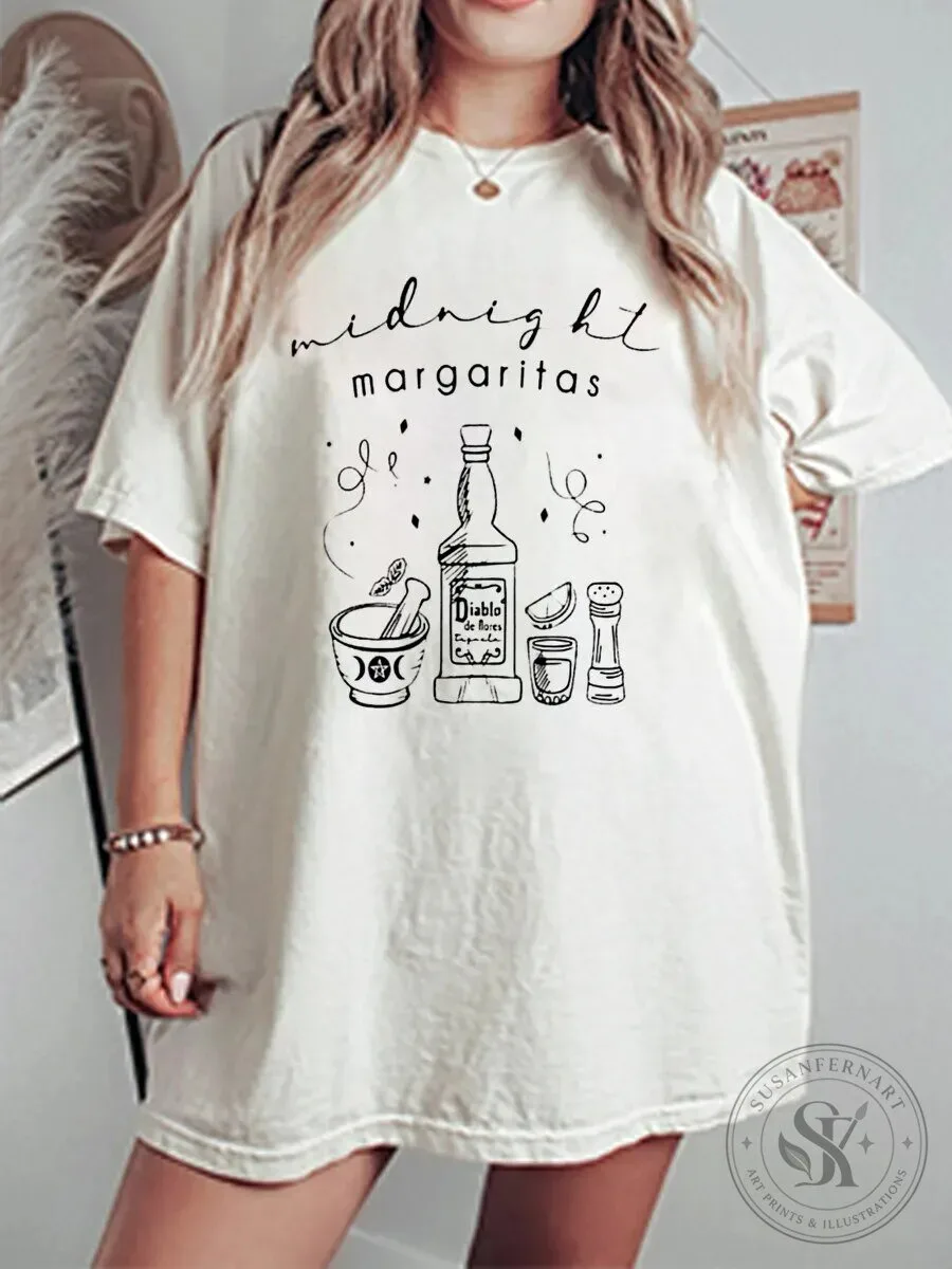 Midnight Margaritas Cocktail Drink Recipe Graphic Oversized T-Shirt